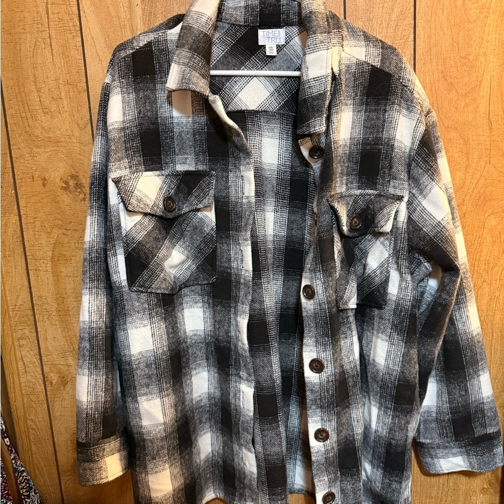 Black and White Plaid Button-Up jacket